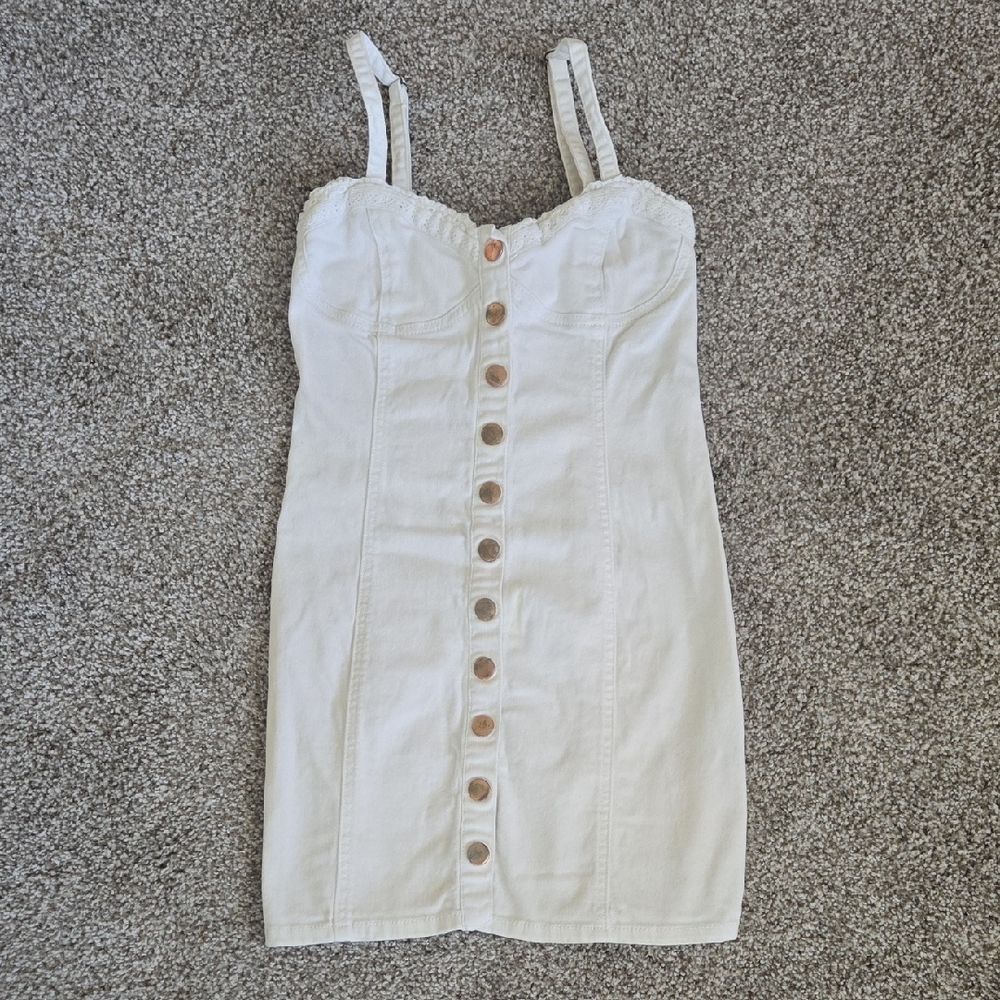 Forever 21 Cream Button-Front Mini Dress
